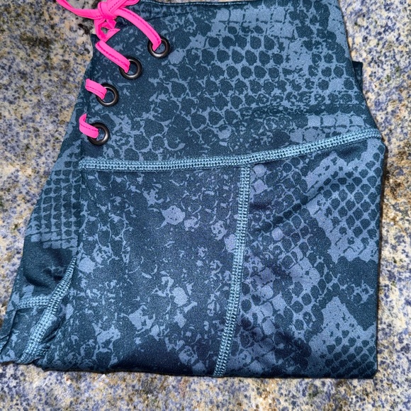 Zumba Fitness Athletic Shorts with Blue Snake Pattern and Pink Laces S - Picture 9 of 9